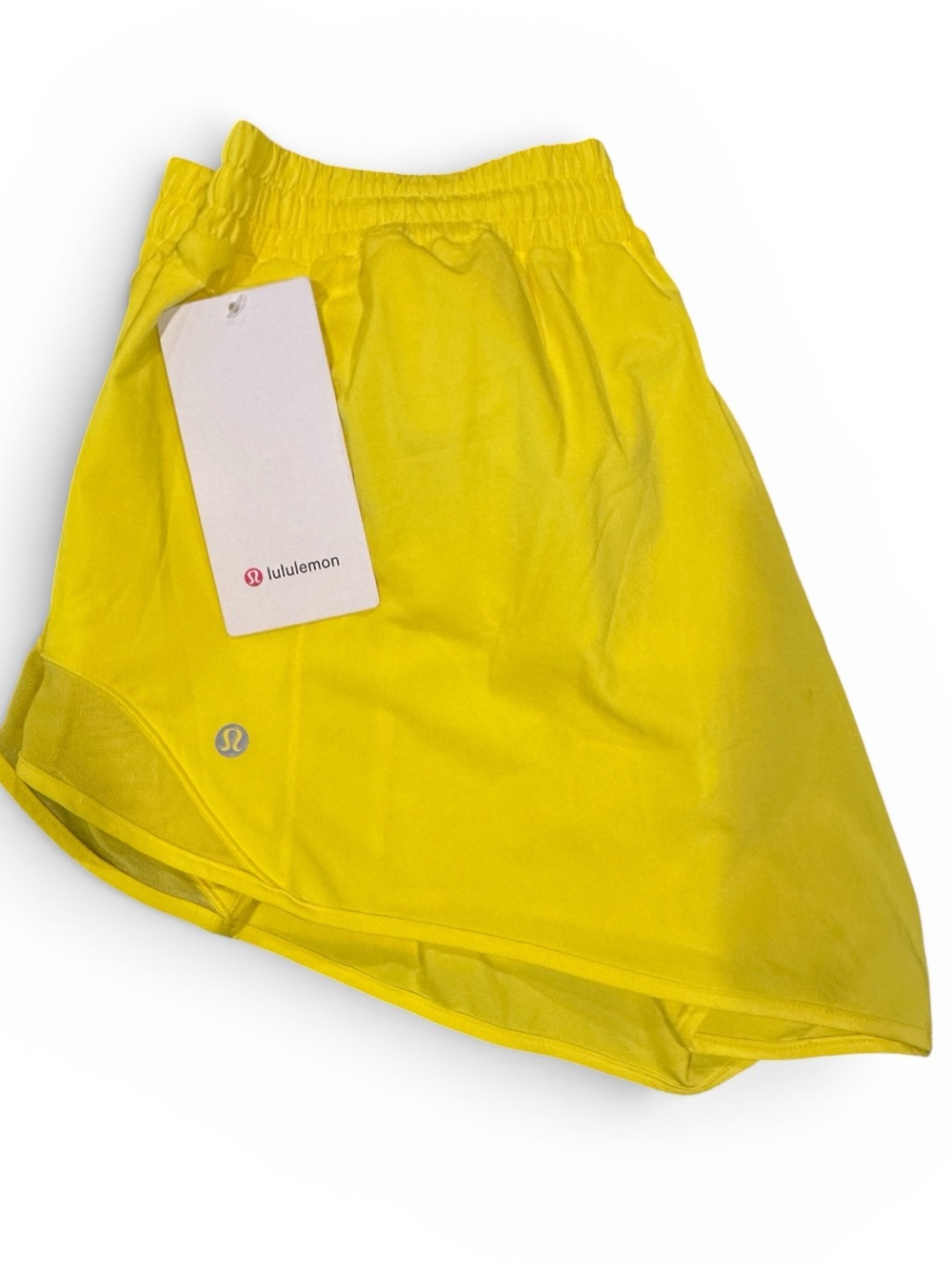 Lululemon Hotty Hot Low-Rise 4” Lined Running Shorts Size 14 Sunny Coral Yellow